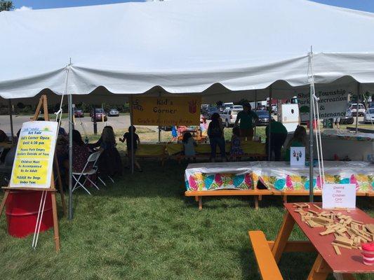 Kids corner, Shelby Township Art Fair August 10 & 11 2019