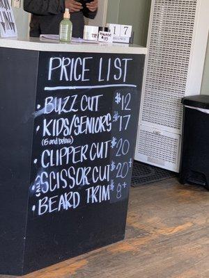 Prices list