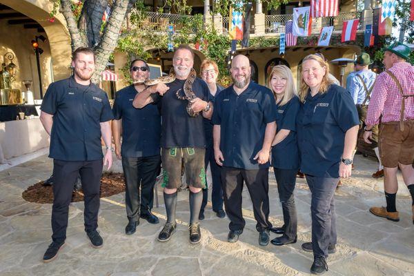 Arnold Schwarzenegger  spends some time with The Poker People at a charity fundraiser.