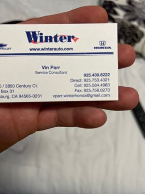 His card and contact info!