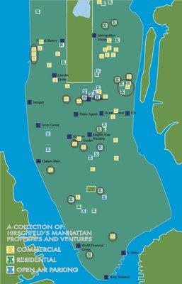 A map of Elie Hirschfeld's Manhattan Properties & Ventures