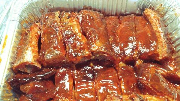 These are BBQ ribs we also have pulled pork, beefand barbecue chicken wings