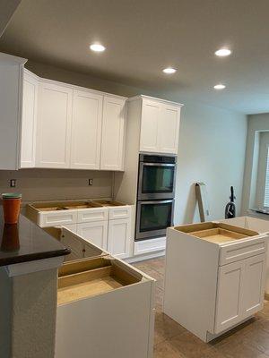 The customer like the idea of white shaker cabinets