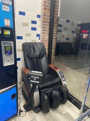 Massage chair with plug in for chargers for phone