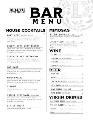 Bar Menu