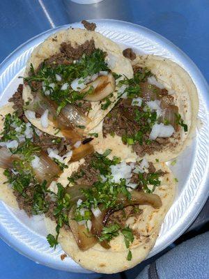 Asada came with grilled onions and I added fresh onions/cilantro