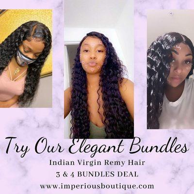 Try our Elegant island Curly  Human hair bundles & lacefront wigs