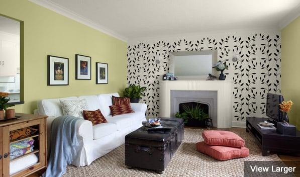 Stenciled accent wall using Benjamin Moore paint.