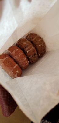 Pumpkin iced and blueberry iced donuts