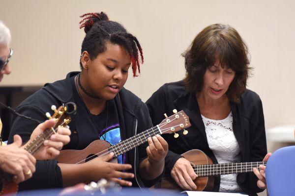 Ukulele jam session at the library.