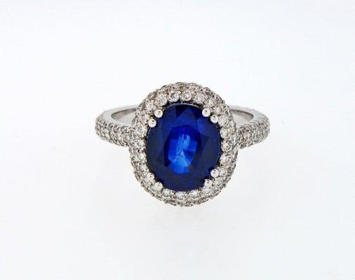 Vintage Estate Oval Sapphire and Diamond Ring