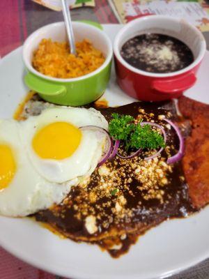 Enmoladas with cecina de puerco on the side.