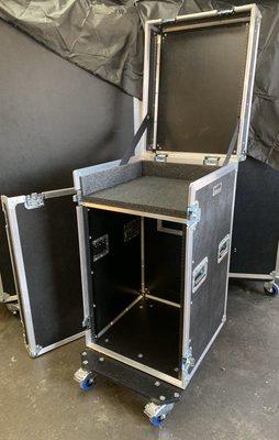 Custom Video Switcher Rack with 16-space rack and rear access door