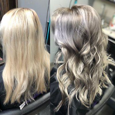 Blonde to silver grey