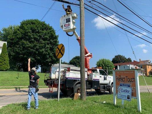 Overhead cabling installation for Emergency Siren Warning System