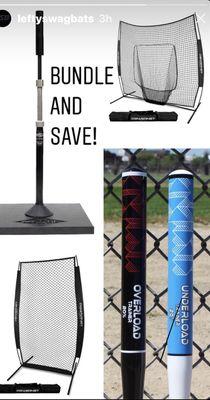 Our combo pack Econo T 7 x 7 net lefty swag bats