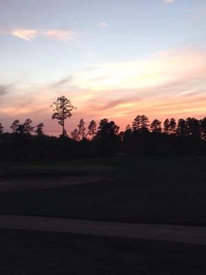 Sunset over the golf course at The Links