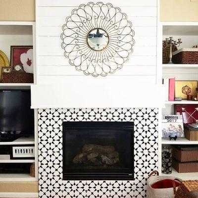 Painted Fireplace Tiles