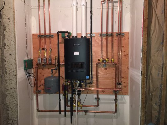 New Installation.  Noritz 95% A.F.U.E. 
 Propane Fired Combi Boiler.  Heat & Hot Water