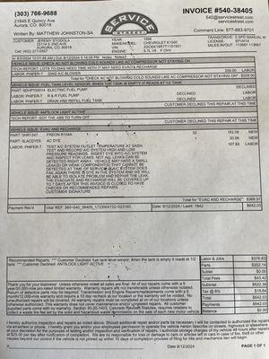 Receipt showing payment not 2 hours prior