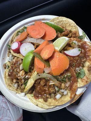 Chicken tacos with extra pickled carrot!