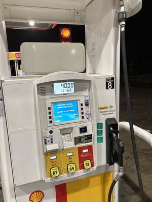 The credit card slot is jammed on pump #8.  Avoid using it.