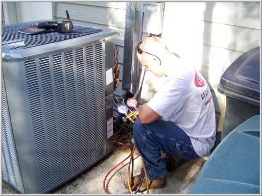 Freon pressure checks of the HVAC unit as part of our preventative maintenance service