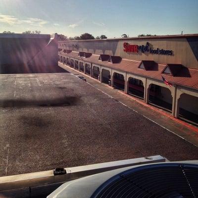 On top the roof of a mini shopping outlet mall