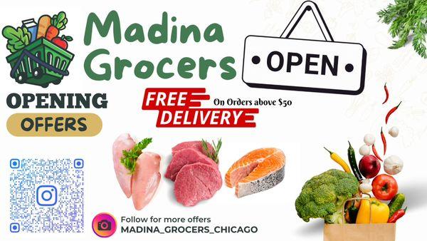 Madina grocers offers free delivery and quality meat service.