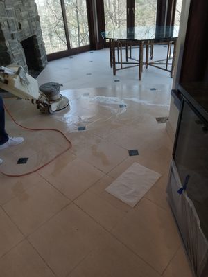 Deep cleaning natural stone floor