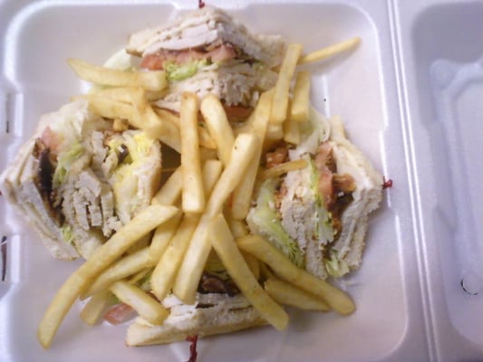 Turkey Club with French Fries