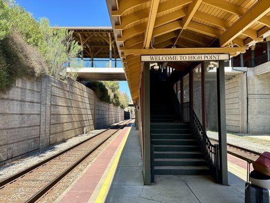 Train platform/stairs to station.