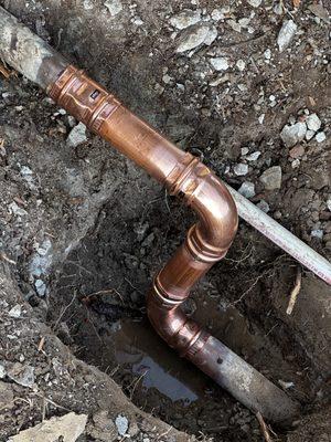 Repair on a 2" copper water leak