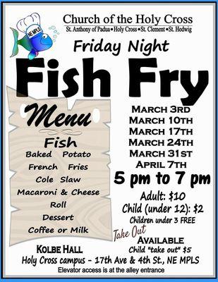 Flyer from 2017 Friday night fish fry