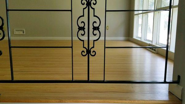 Gorgeous refinished oak hardwood floors after old, worn dinghy & damaged finish removed! House sold fast!