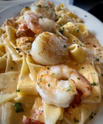 Papadella pasta special with lobster and shrimp