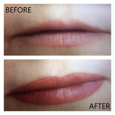 Permanent makeup before and after by Sheree at Davree's Salon and Day Spa.