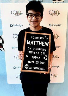 YAY! Matthew finished his Invisalign journey with us in Feburary! Congrats Matthew!