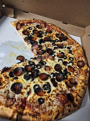 Large 2 topping; pepperoni and black olive