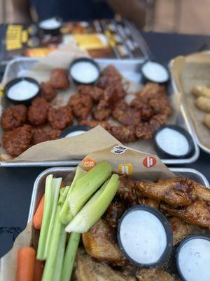 Boneless Wings, Traditional Wings, Fries and Mozzarella Sticks