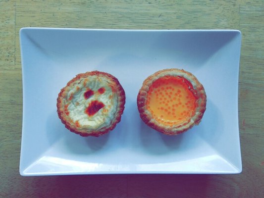 Strawberry and mango egg tarts