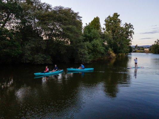 Oxbow District by water in Downtown Napa 1/2 mile from our launch location on the Main Street Dock