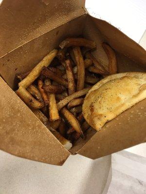 Fries and a perogi from Potato Coop Food Truck