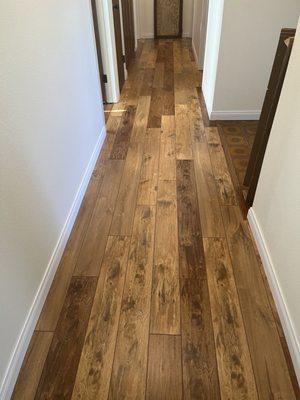 New flooring and lighting in the hallway