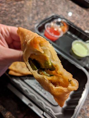 Inside of veggie samosa