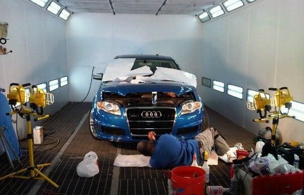 Our State-of-the-Art downdraft paintbooth helps us produce the perfect paint job on your car or motorcycle!