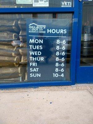 Store hours.