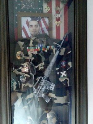 Shadow box, Sgt. Scott Nuss US Army. 1992-2091 Army medic.