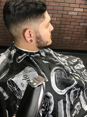 Light scissor work on top/ shadow fade/ Beard lined up