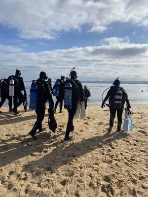 Heading into the water